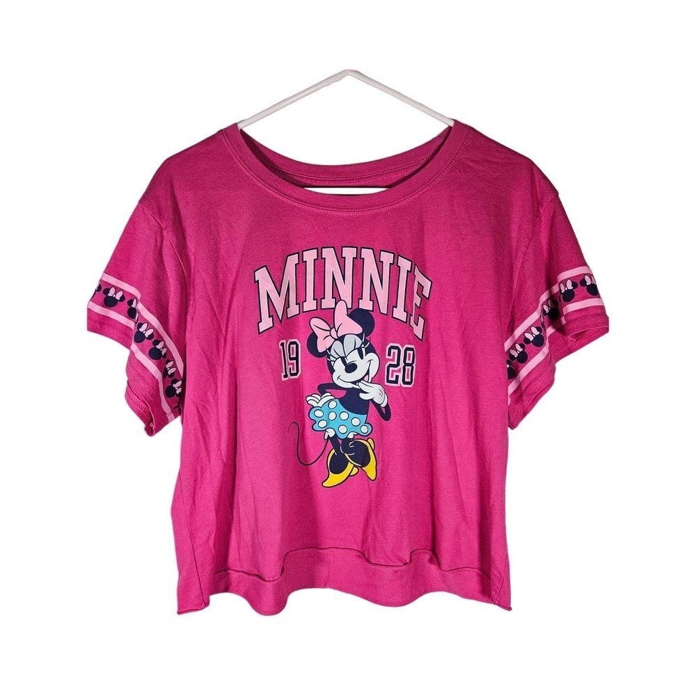 Disney Minnie Mouse Women's Crop Top Pink Sporty Size XXL‎ Cotton Mix